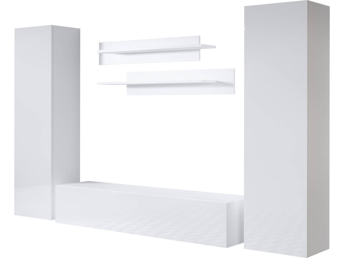 Conjunto de Móveis de TV Luke 7A MÓVEIS BONITOS (Branco - 260x40x165 cm)