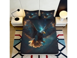 Conjunto de Cama com Estampa 3d Águia em Vo Microfibra Fronha 200x25cm