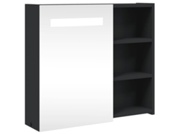 Vidaxl Armário Espelhado P/ Casa De Banho C/ Leds 60x13x52 Cm Preto