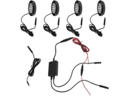 Kit de iluminação LED para instalação em veículos, com 4 peças, à prova d'água IP68 e controle remoto.