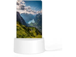 Luminária Noturna De Acrílico Com Base Plástica Encaixável, Pronta Uso, Com Estampa Dos Alpes Suíços, Ideal O