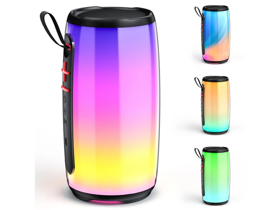 Alto Falante Bluetooth Portátil Alto Falante Sem Fio À Prova Dágua Com Luzes Coloridas Suporte Para Cartão Tws/tf/usb/aux Som Estéreo Hd Yizhood