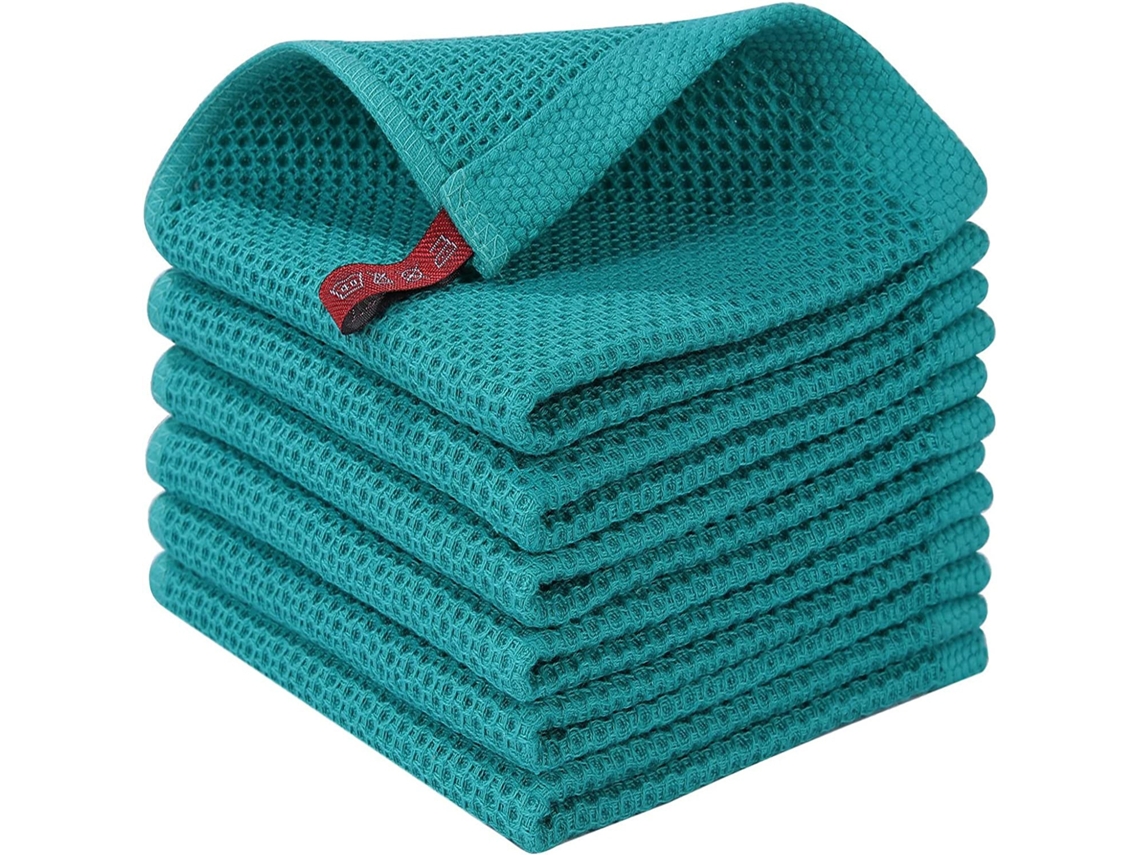 Elysve Pack 6 Panos De Cozinha Em Algodão, 30x30 Cm, Verde