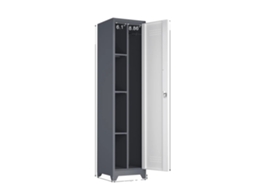 Armário De Armazenamento, Prateleiras Ajustáveis, Design Moderno, 15,75 X 15,75 X 64,96cm, Porta Cinza Branca1