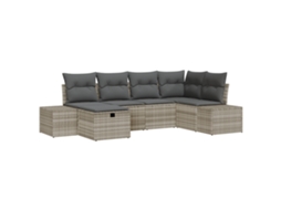 Conjunto 6 Móveis De Jardim Vidaxl Cinzento-claro Vime Pe (264 X 154 X 85 Cm)