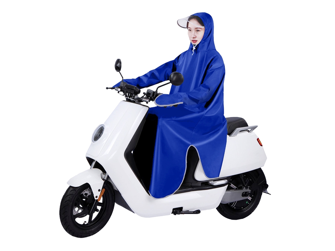 Impermeável Para Bicicleta Elétrica Oxford Cloth Proteção Ampliada Jaqueta Chuva Com Mangas Azul Real 5xl