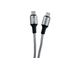 Cabo De Dados E Carregamento Rápido, Usb Type-c Para Type-c, 2,4 A, 3 M, Cinza, Tecido Antenópolis