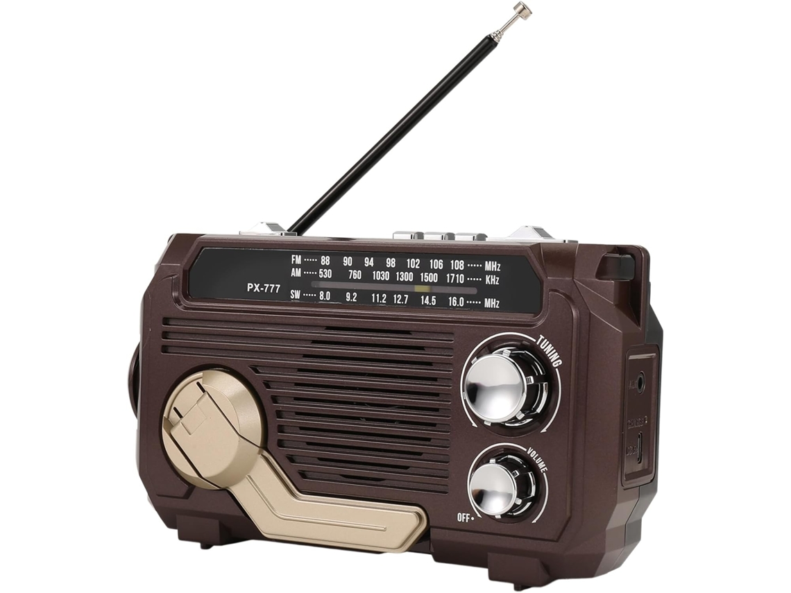 Rádio de Plástico com Manivela e Energia Solar, Três Bandas. SFUSHOS