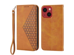 Capa Textura Gémeo Pega Para Iphone 14 Plus Pele Sintética Magnética Amarelo