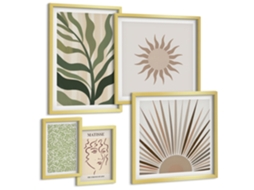 Pinturas Murais Modernas Pinturas Relaxantes De Água Zen Moldura Dourada Quadros Para O Escritório Espelharte (conjunto De 5 Imagens)