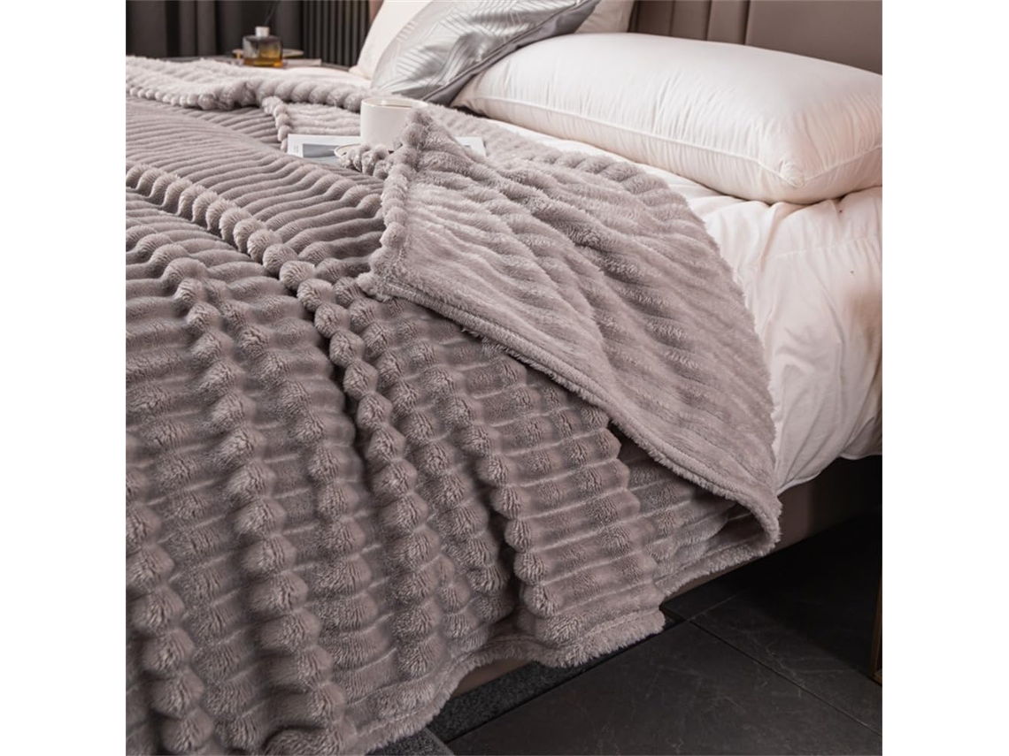 Manta de Flanela Macia Fansu Cor Sólida Quente e Grossa Ideal para Cama Sofá em Todas as Estações 127x152cm, M