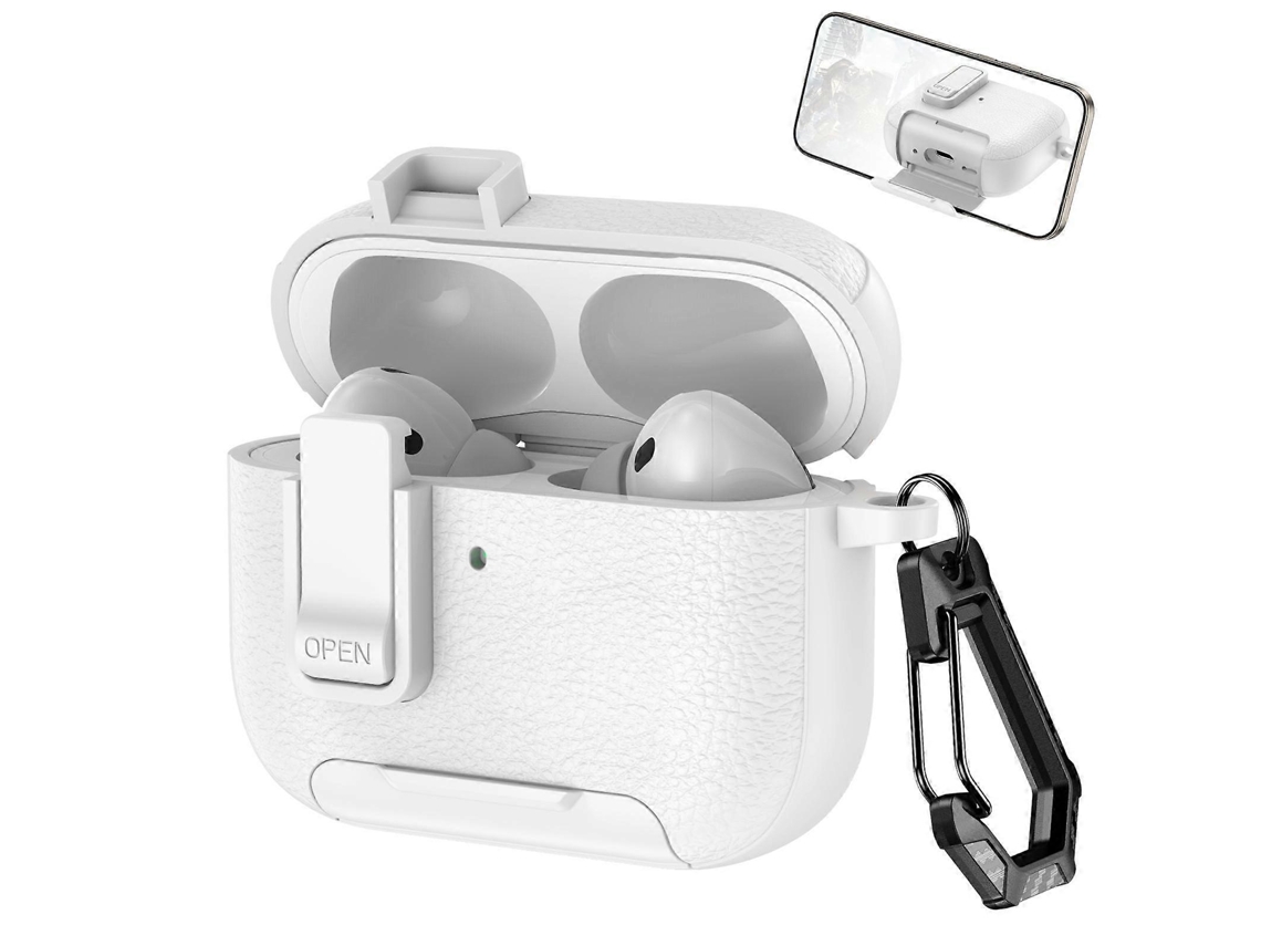 Capa Para Fones De Ouvido Sem Fio Airpods Pro 3 Com Textura De Couro, Com Gancho E Suporte.