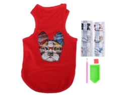 Camiseta Para Cão Com Padrão De Bulldog Adorável, Jaqueta Para Filhotes De Cão Com Strass, Tamanho M Vermelho