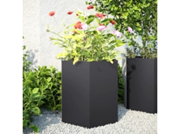 Vidaxl Vaso/floreira De Jardim Hexagonal 46x40x45 Cm Aço Preto