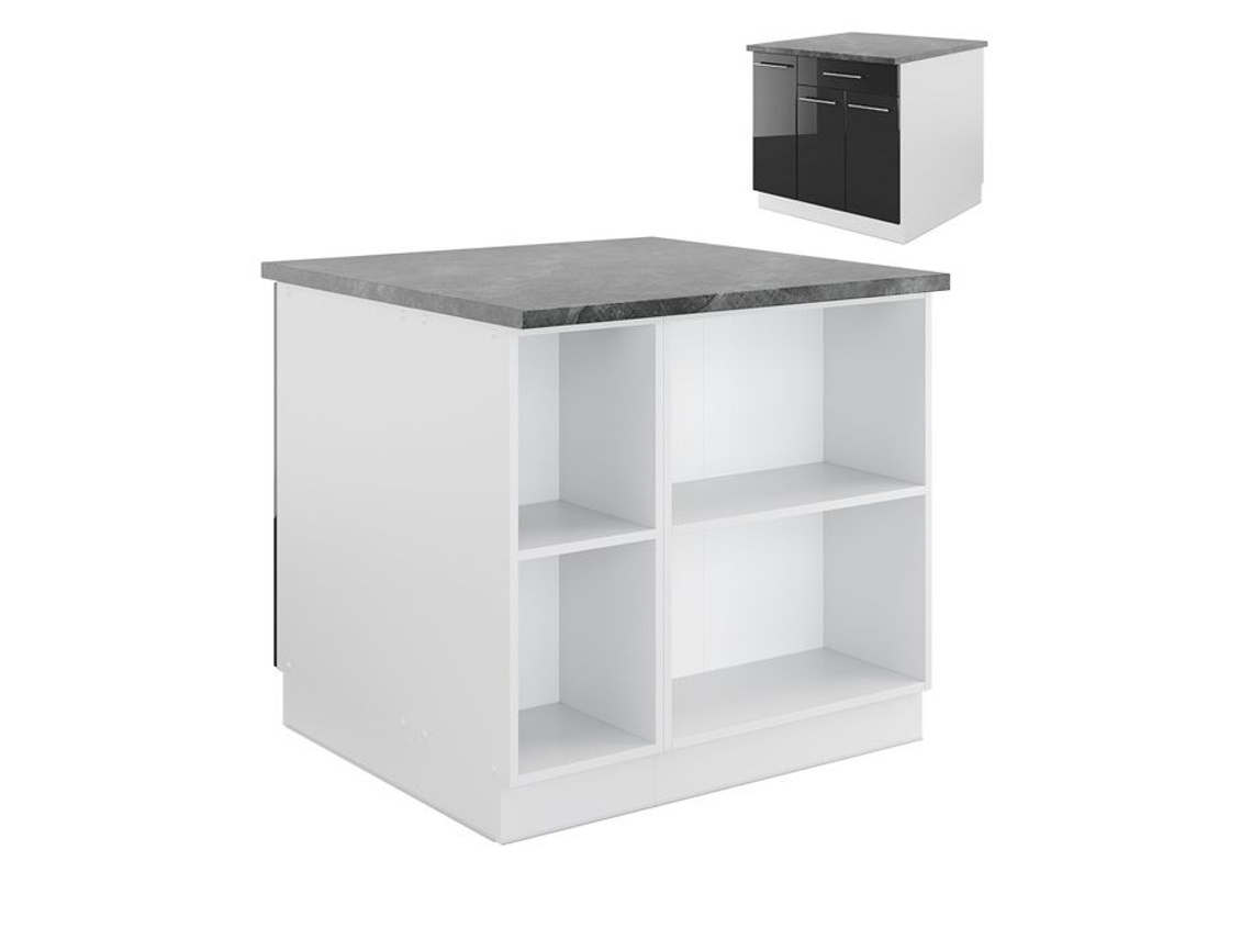 Ilha de cozinha VICCO Fame-Line, antracite/branco brilhante, 90 cm com gaveta, sem bancada