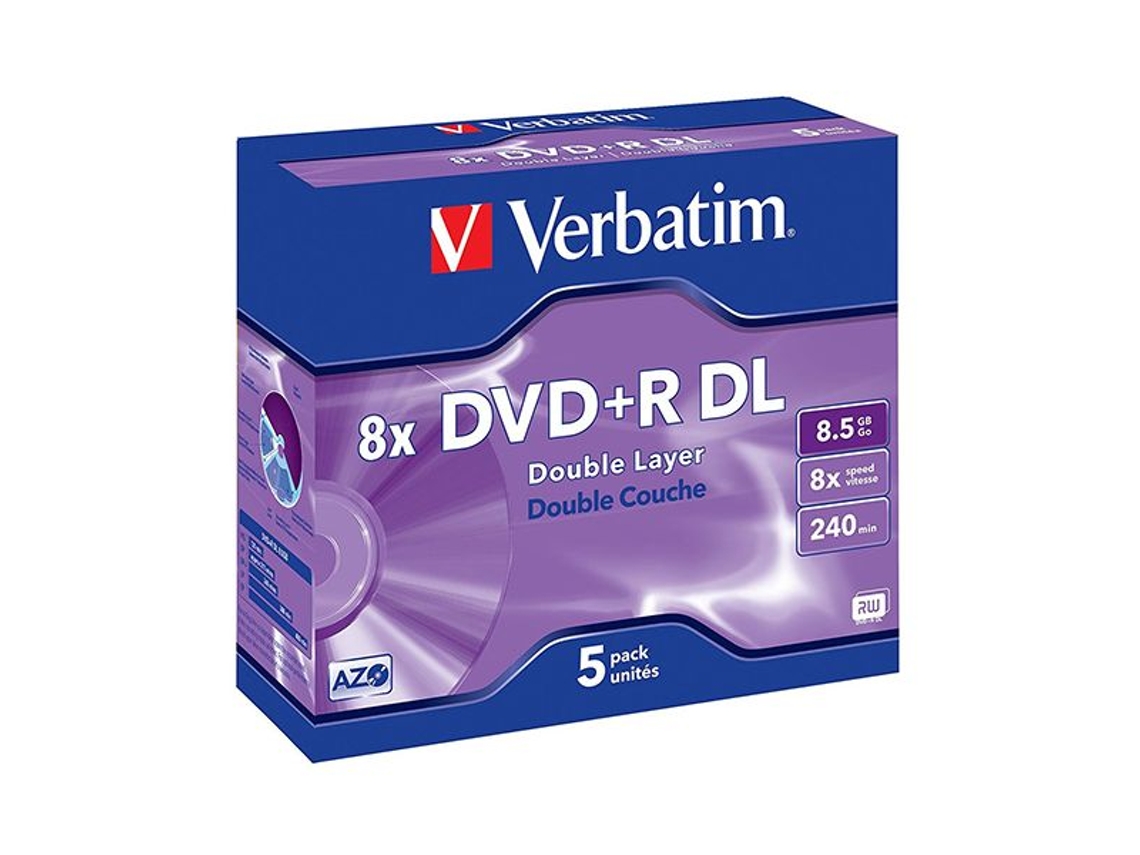 VERBATIM DVD+R DOBLE LAYER 8.5GB 8X JEWEL CASE 5