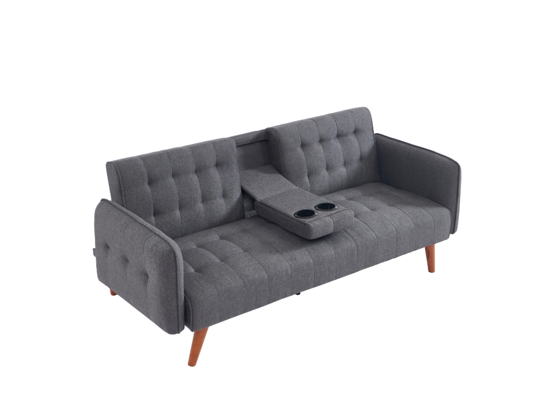 INVERNESS Sofá-cama de 3 lugares com mesa central rebatível cinzento