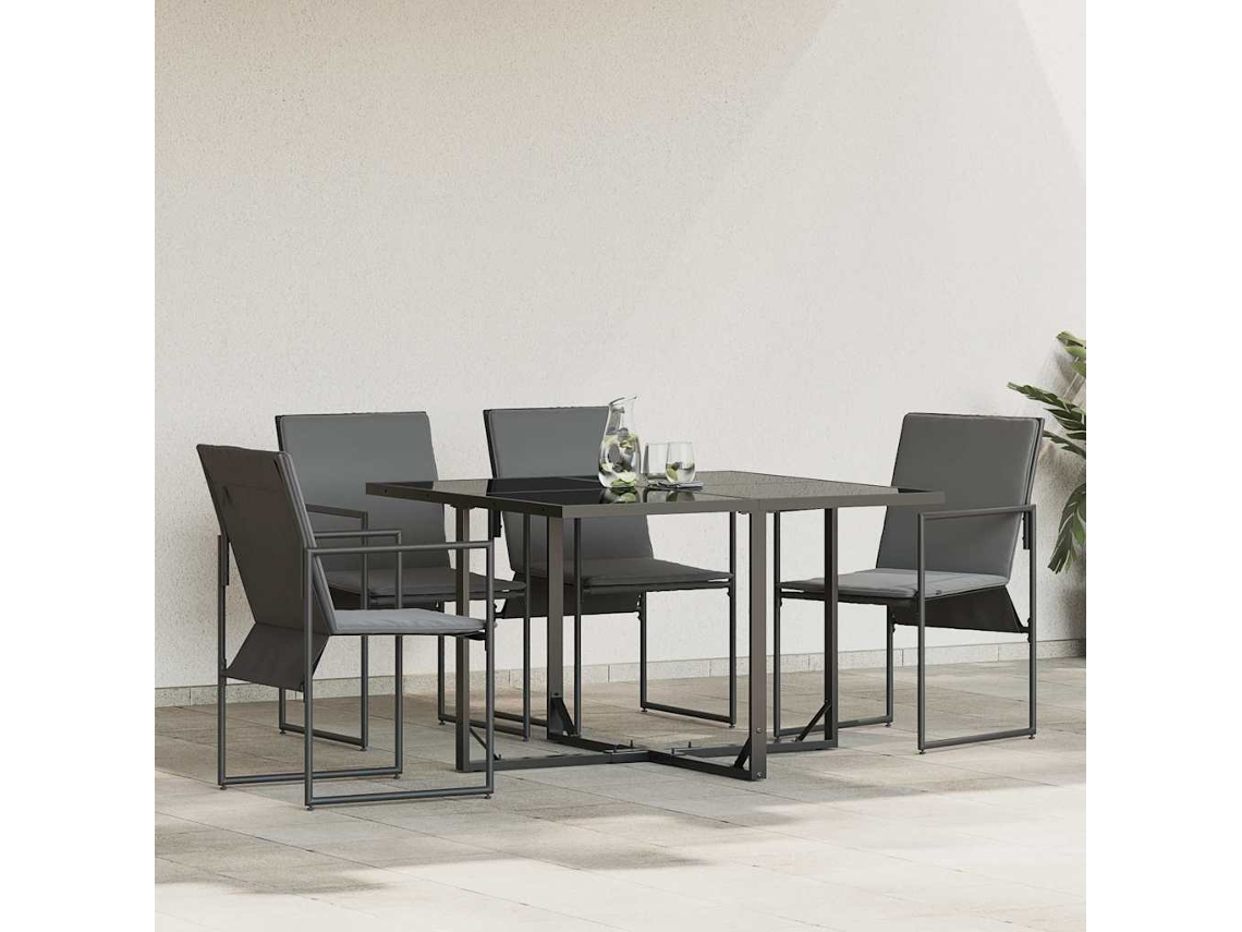Vidaxl Cadeira 4 Unid. Preto E Anthracite Textilene