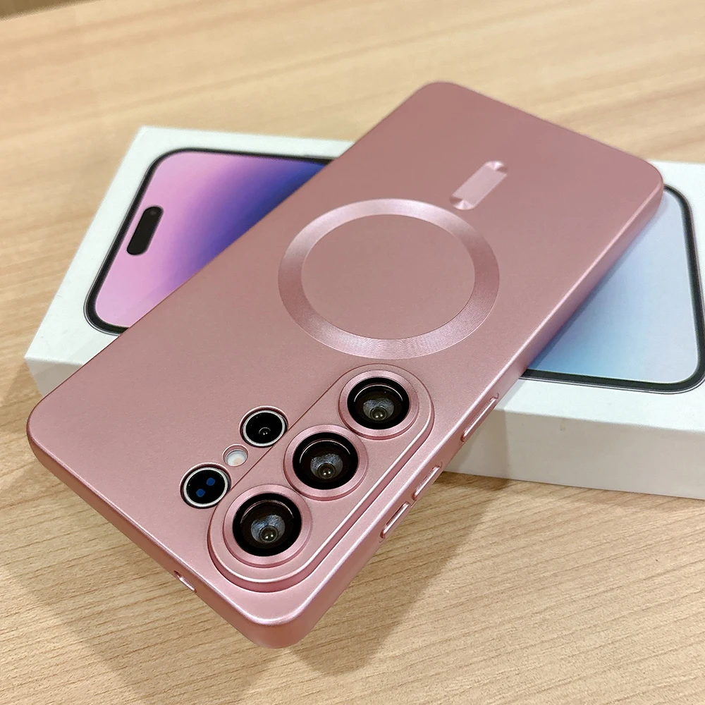 Capa Magnética Fosca Para Celular Samsung (galaxy S24 Rosa), Compatível Com Carregamento Sem Fio Magsafe.