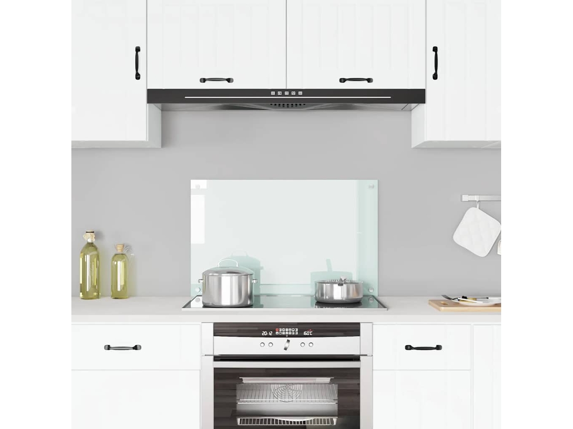 Vidaxl Painel Anti-salpicos De Cozinha 80x50 Cm Vidro Temperado Cor Leitosa