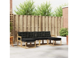 Vidaxl Conjunto De Sofás Para Exterior 6 Pcs Branco E Preto