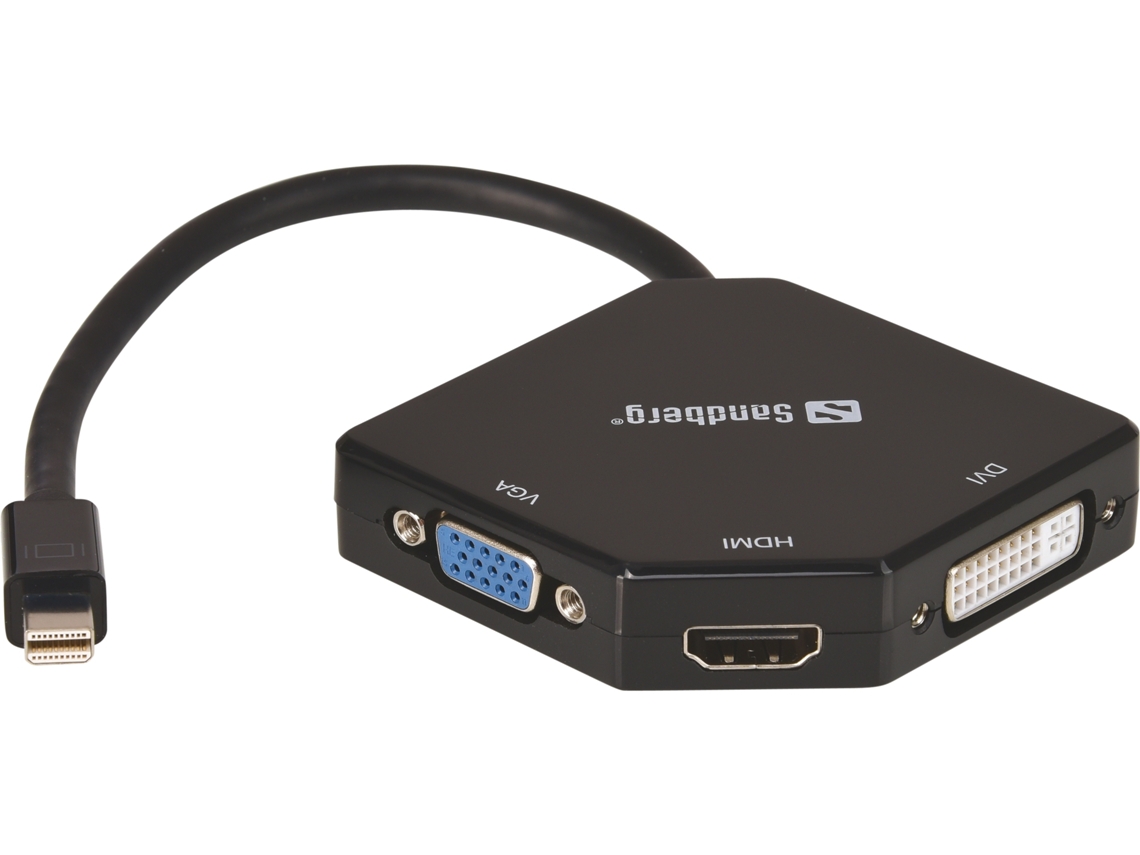 Adaptador HDMI SANDBERG (Mini DisplayPort - HDMI - VGA e DVI - 19 cm - Preto)