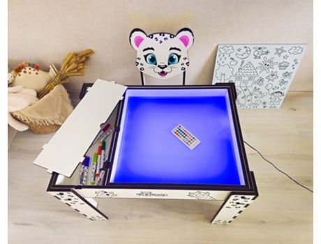 Mesa com Cadeira Interativa Iluminada O Leopardo das Neves DANNYFUNNY