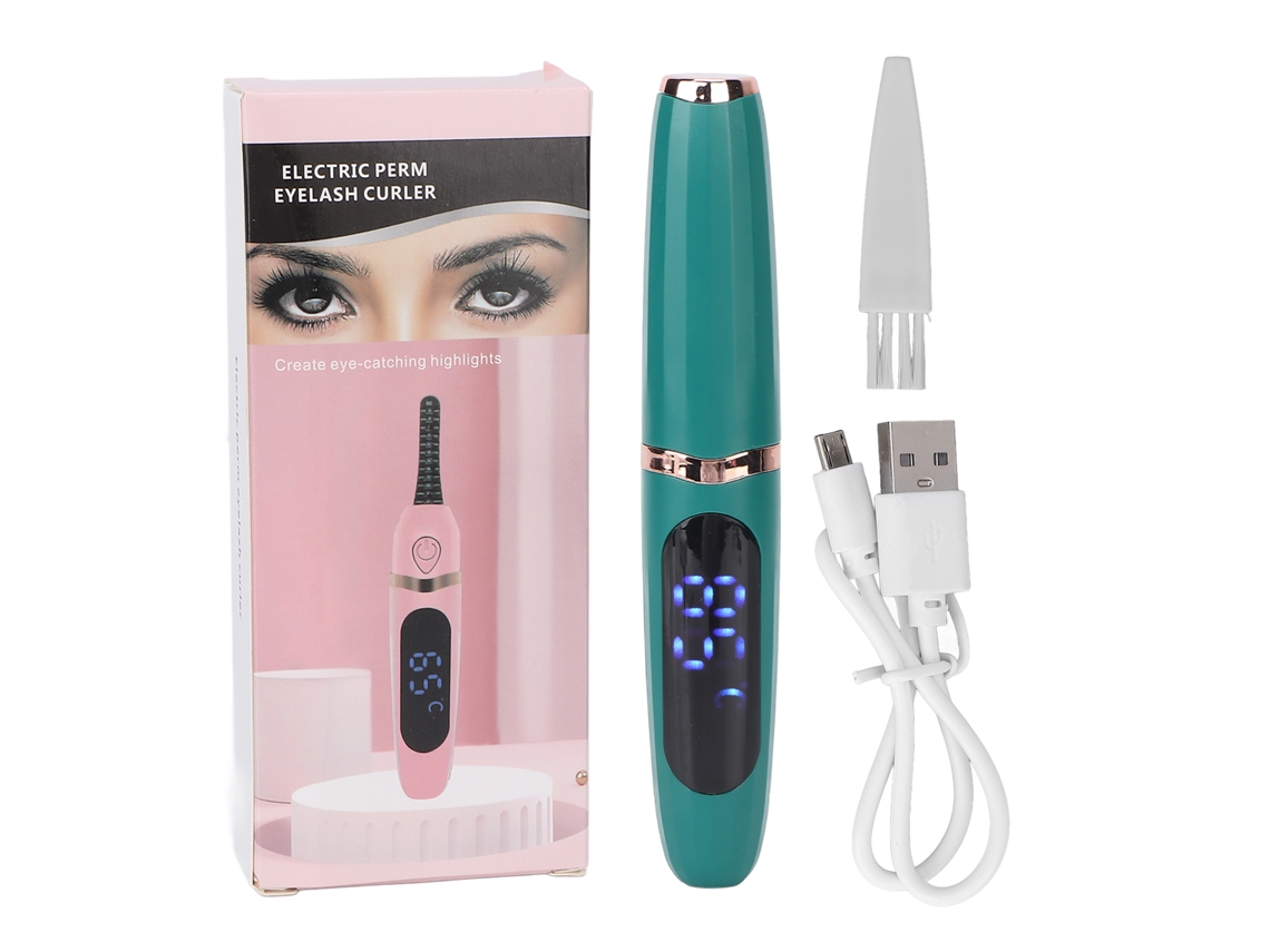 Curlador De Cílios Elétrico Com Carregamento Usb Controle Inteligente De Temperatura Aquecido Verde