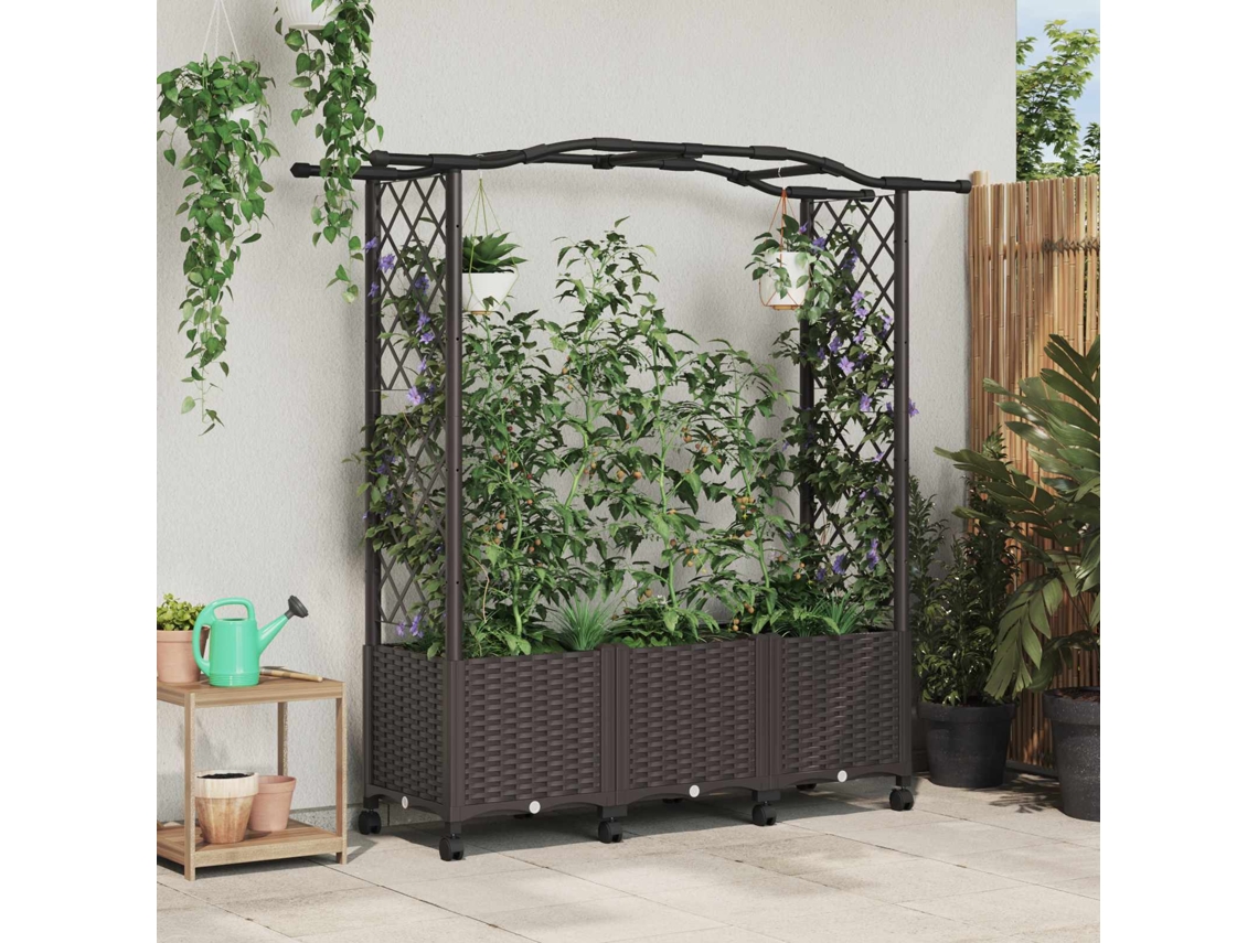 Vidaxl Cama Elevada Com Treliça E Telhado Castanho 164 X 40 X 144 Cm