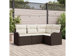 Vidaxl Conjunto De Sofá De Jardim Castanho Vime Pe