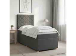 Vidaxl Cama Box Spring Com Colchão Cinzento-escuro 80 X 200 Cm Tecido