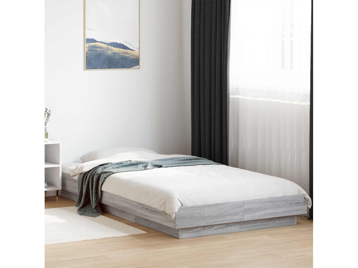 Vidaxl Estrutura De Cama Com Led Sonoma Cinzento 80 X 200 Cm