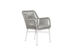 Cadeira de jardim Home Esprit, alumínio, rattan sintético, branco e cinza, 57 x 63 x 84 cm