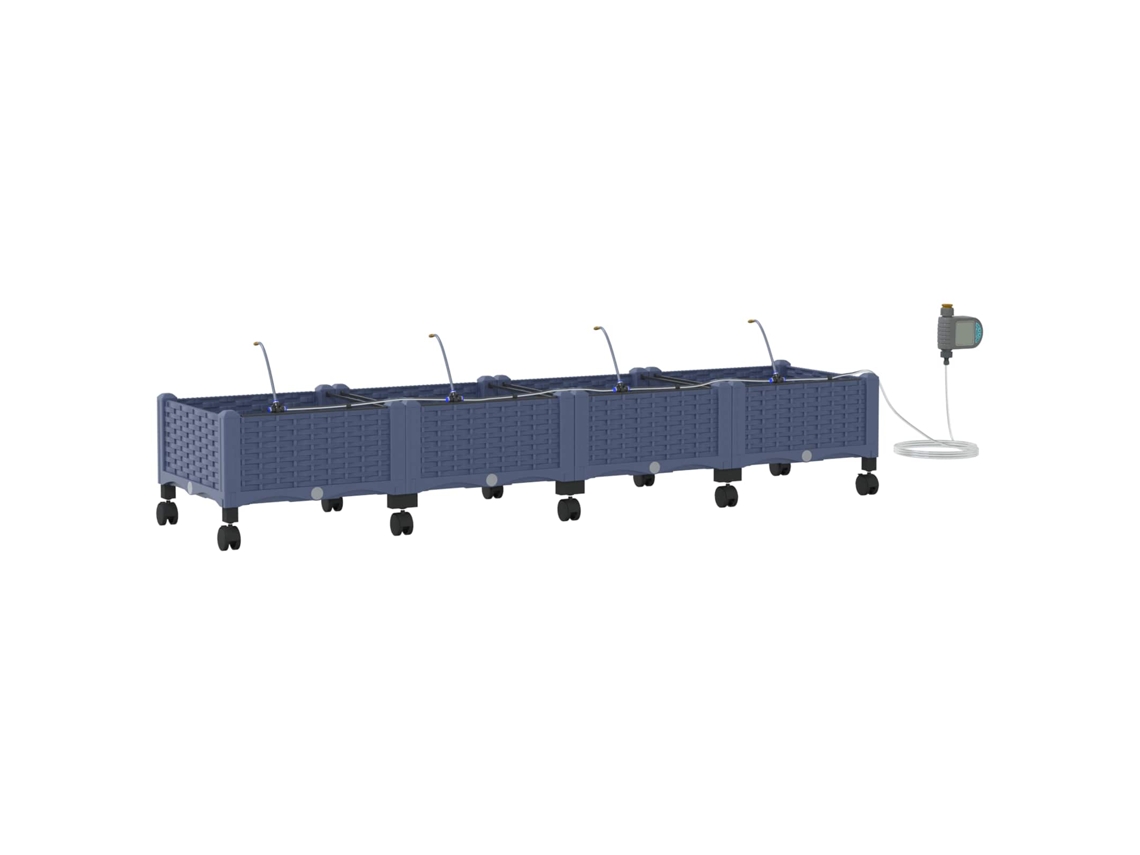 Conjunto 4 Vaso De Jardim Vidaxl Cinzento Polipropileno (160 X 40 X 28 Cm)