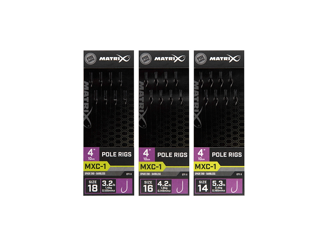 Conjunto de 8 líderes sem barbless MATRIX MXC-1 pole Rig