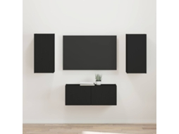 Vidaxl Conjunto De Móvel De Tv 2 Unid. Preto Derivados De Madeira