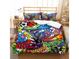 Capa de Edredom com Grafite Abstrato para Cam em Microfibra Fronha 135x200cm