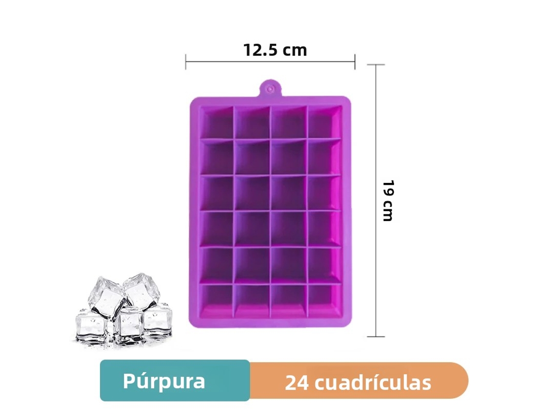 Forma de Gelo Grande de Silicone , Ideal para Fazer Gelo em Casa e de Forma Ecológica. MDUG (roxa, com 24 Compartimentos)