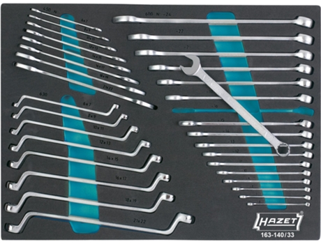 HAZET 163-140/33 Conjunto de chaves: Perfil hexagonal externo duplo Perfil de tração hexagonal externo duplo Perfil hexagonal externo 6 - 24 No.