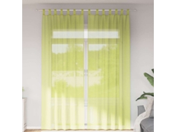 Vidaxl Cortinas De Voile Com Aba 2 Pcs Verde-maçã