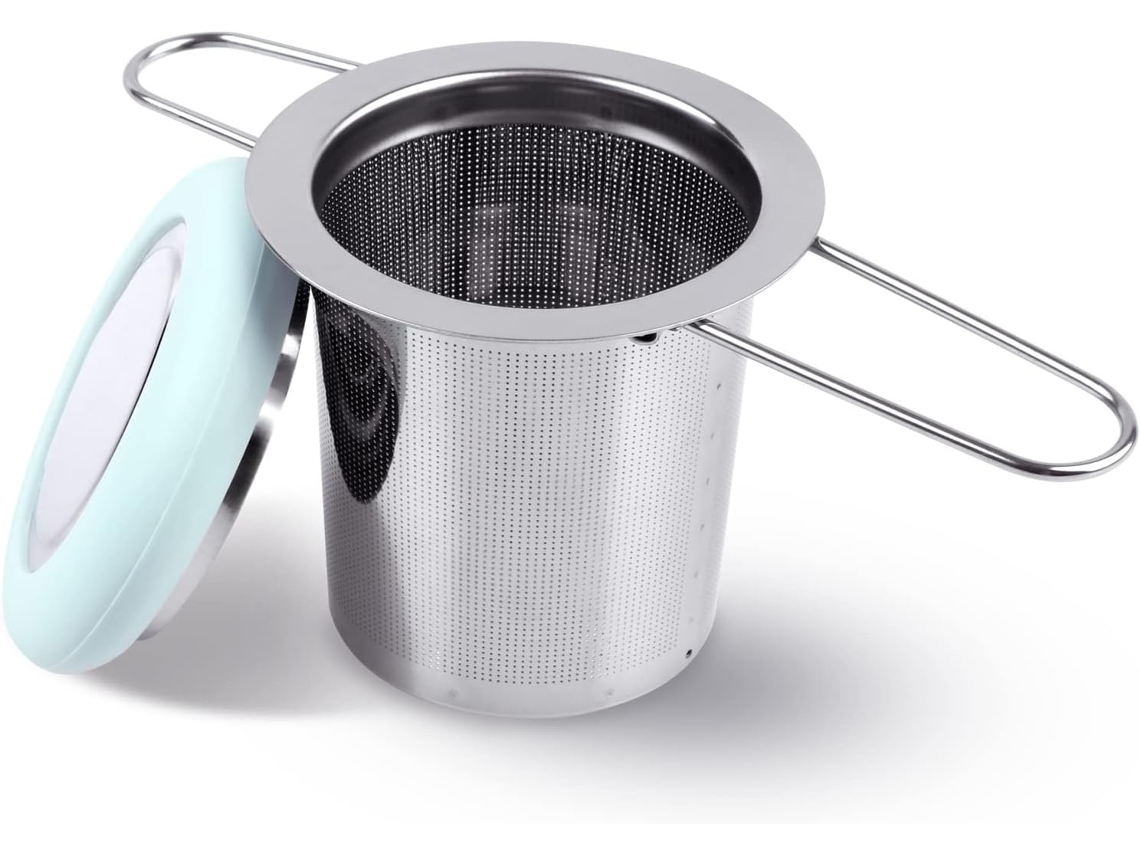 Infusor De Chá Em Aço Inoxidável Com Cabo Dobrável, Filtro De Malha Extrafina, Cesto Para Infusão Com Tampa