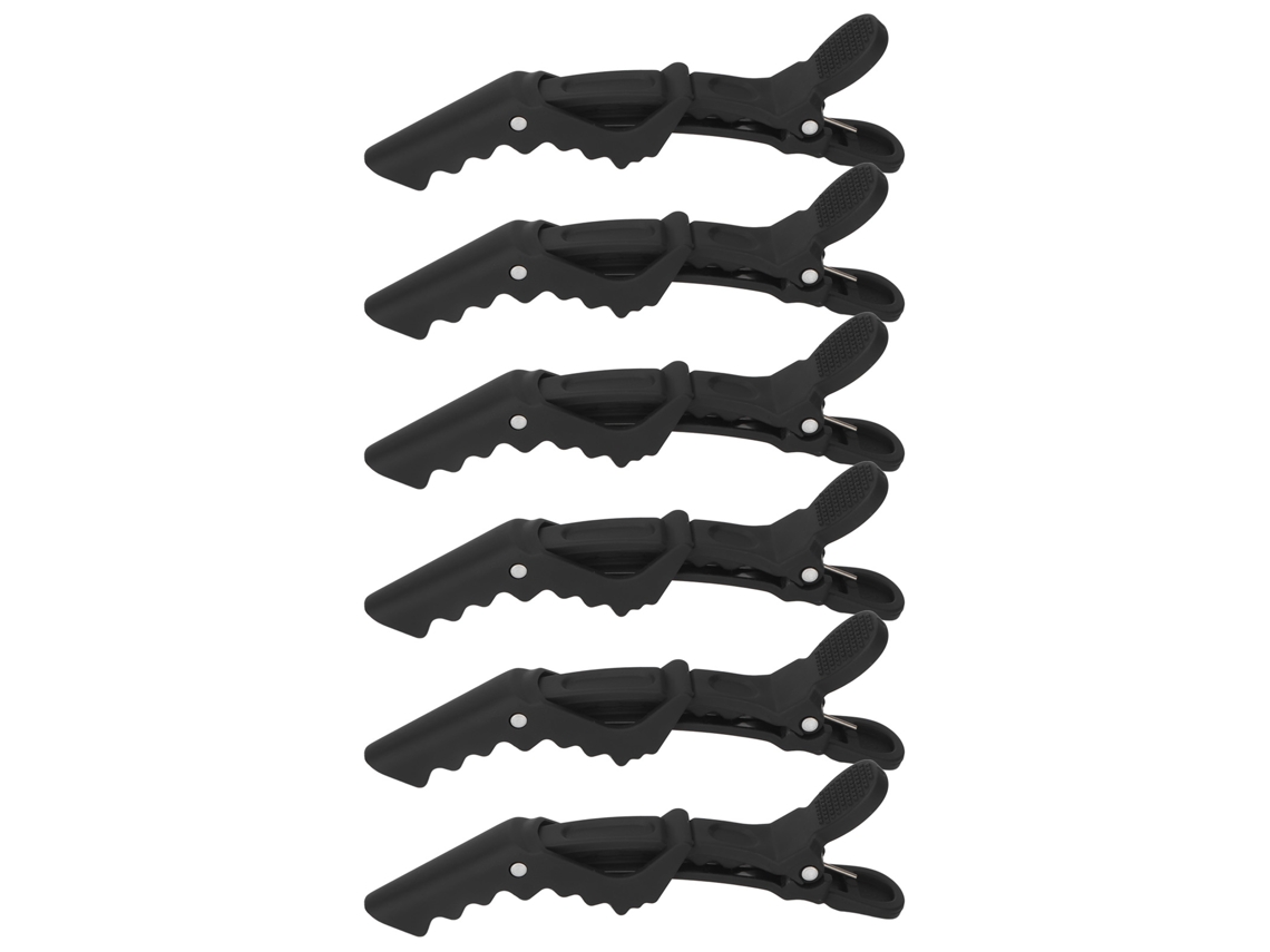 2026 6pcs Pinça de Cabelo Crocodilo Abs de Alto Aperto Antiderrapante Preta para Seccionar Cabelo em Salão