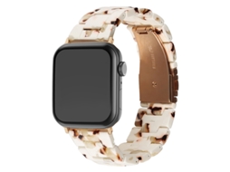 Pulseira de resina para Huawei, Apple Watch 10 e Samsung Galaxy Watch 7, design transparente em cerâmica, cor nougat, 20 mm