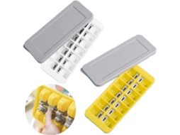 2 Moldes de Gelo de Silicone com Tampa, Material Alimentar, 14 Compartimentos, para Bebidas e Comida Infantil (branco + Amarelo)