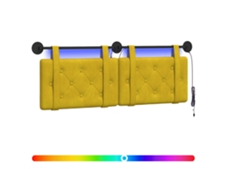 Conjunto 1 Cabeceira Suspensa Vidaxl Amarelo Veludo (130 X 55 X 5 Cm)