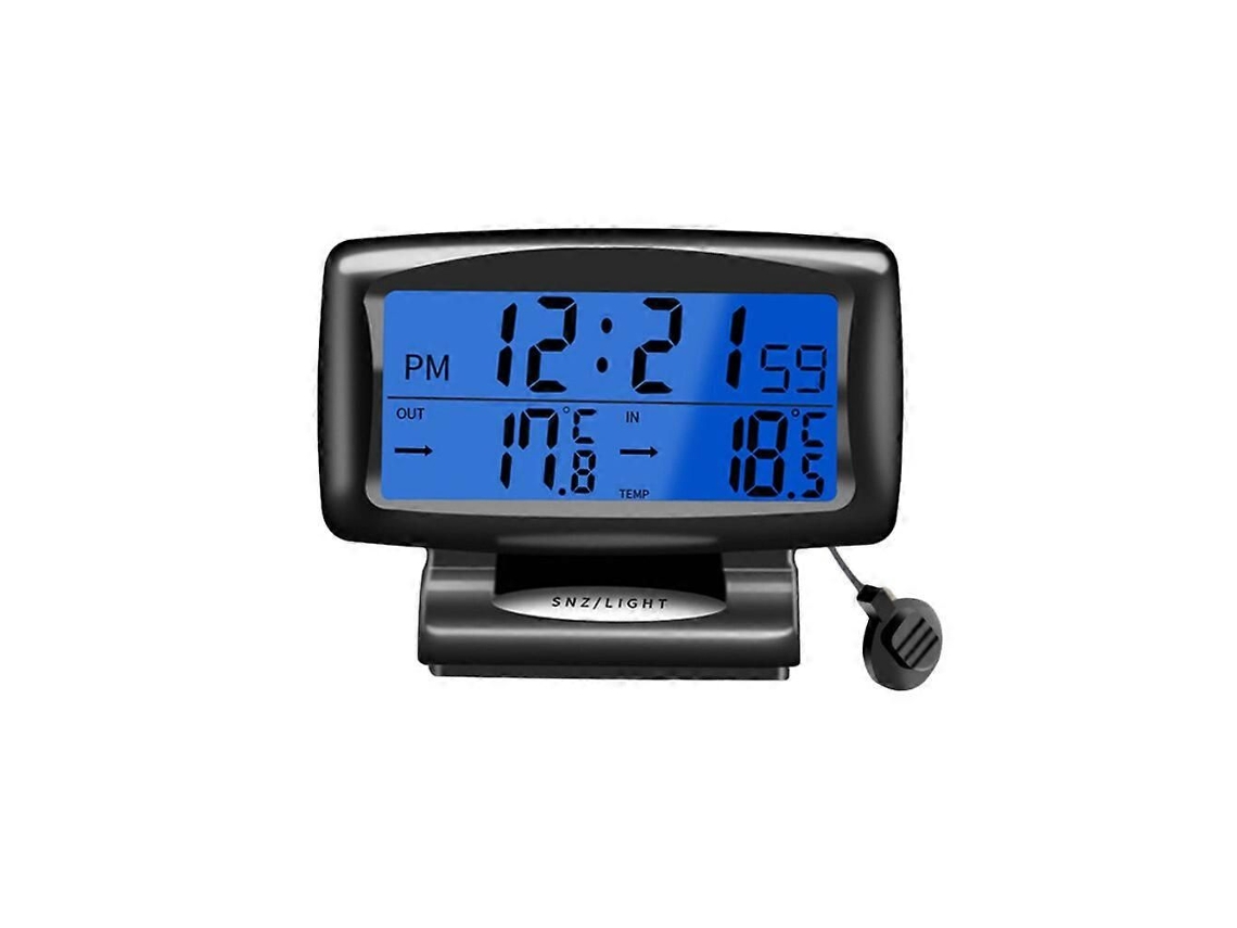 Termômetro Eletrônico Universal Com Relógio E Display Duplo, Luminoso Para Carro, Sem Pilha
