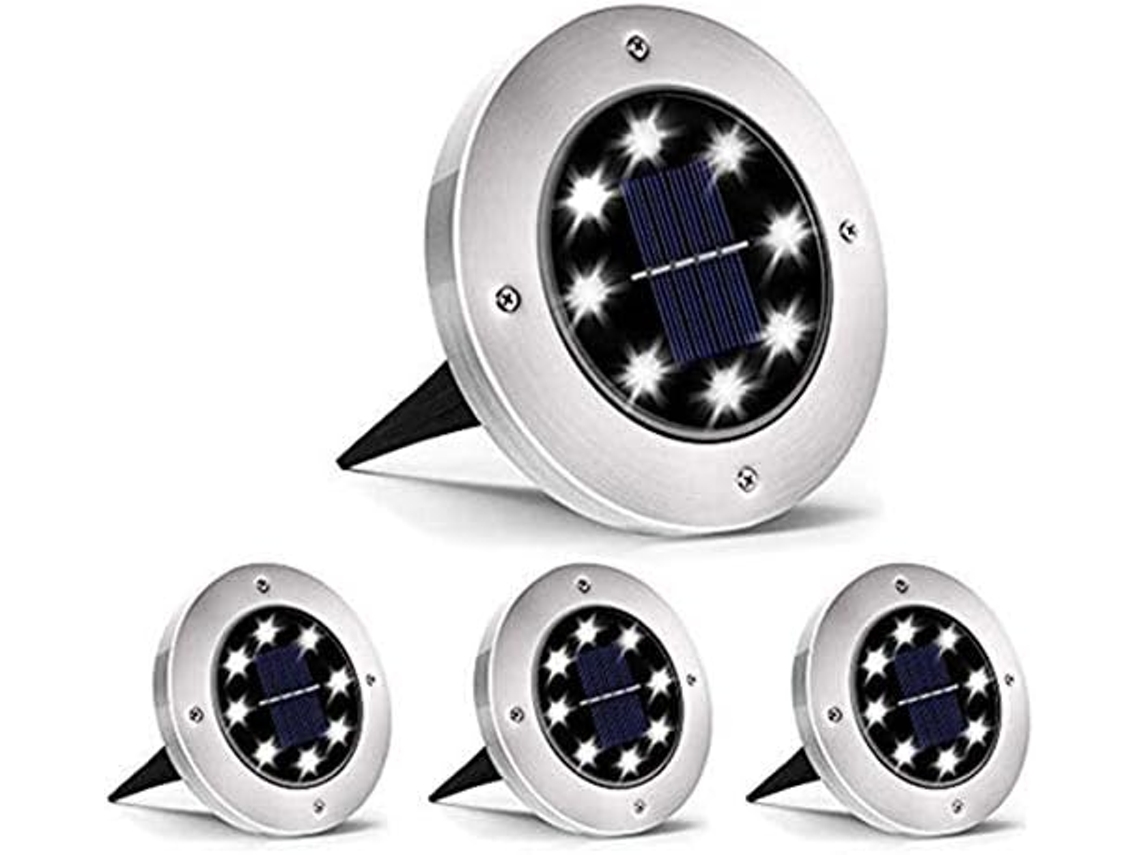 Lâmpada Solar Para Exterior, Lâmpada Solar Para Jardim, Pacote Com 4 Unidades, 8 Leds Aquaforge