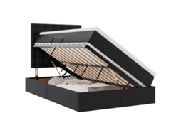 Cama com Armazenamento Preto Couro Sintético MAISON EXCLUSIVE (120x190 cm)