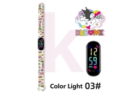 Relógio esportivo inteligente infantil, pulseira digital à prova d'água, design de bicicleta elétrica Kuromi Ly