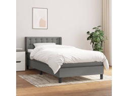 Vidaxl Cama Com Molas/colchão 80x200 Cm Tecido Cinzento-escuro